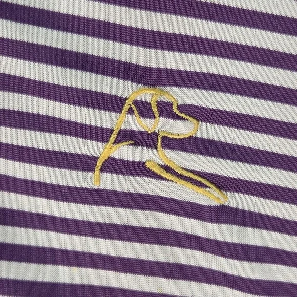 Rhoback Polo Shirt Mens Small Purple White Striped Performance Golf Stretch - Picture 6 of 8